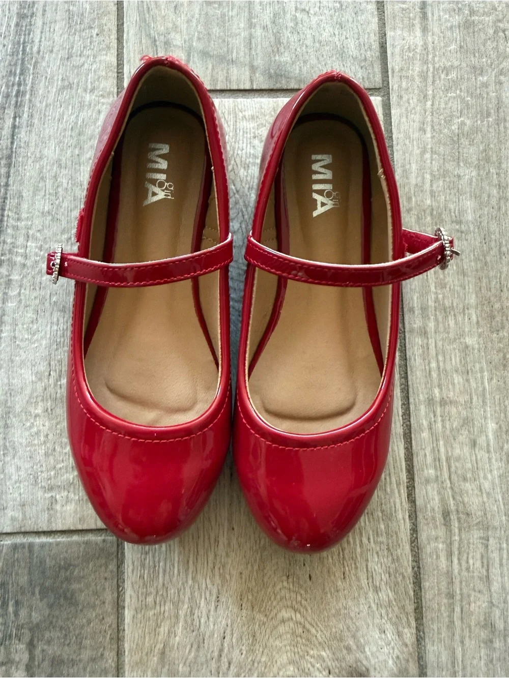 Girls' Red dress shoes with Rhinestone Buckle